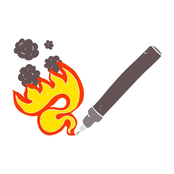 燃えるようなペンのフラット カラー イラスト — ストックベクタ