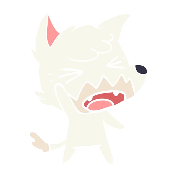 愤怒的扁平颜色风格动画片狐狸 — 图库矢量图片