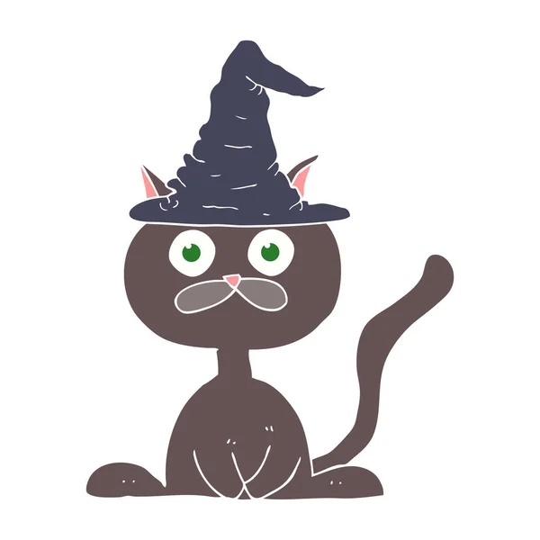 Szalagkábel Színes Illusztráció Halloween Macska — Stock Vector