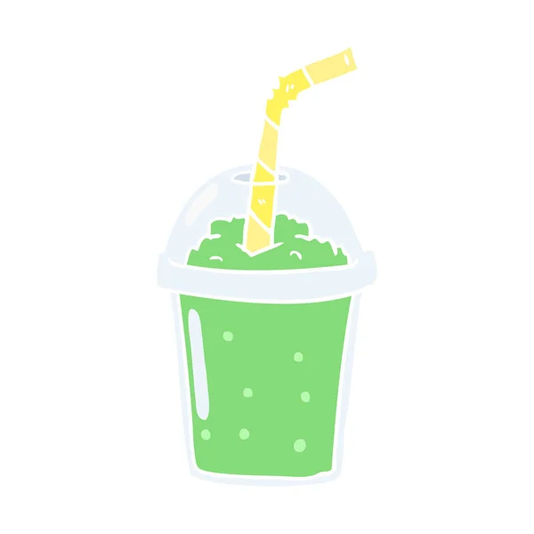 Egale Kleur Stijl Cartoon Iced Smoothie — Stockvector