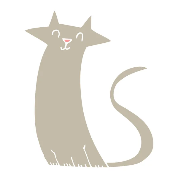 Flat Color Illustration Cat — Stock Vector