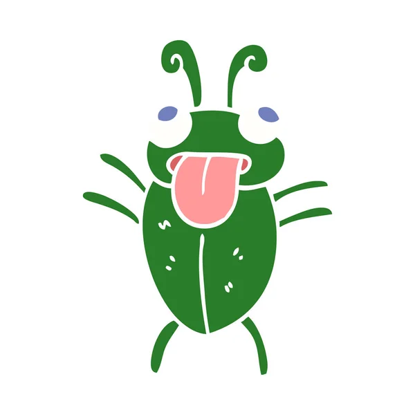 Drôle Plat Couleur Style Dessin Animé Bug — Image vectorielle