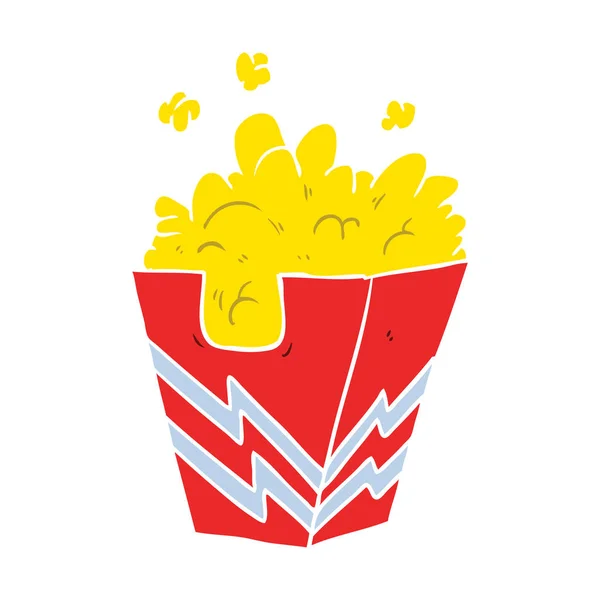 Platt Färg Stil Tecknad Låda Med Popcorn — Stock vektor