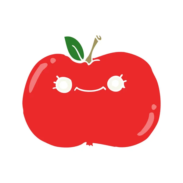 Lindo Color Plano Estilo Dibujos Animados Manzana — Vector de stock