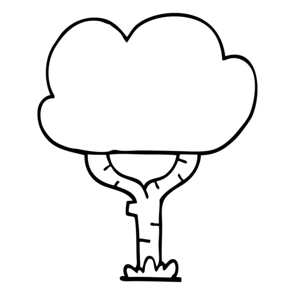 Line Drawing Cartoon Tree — Stock Vector