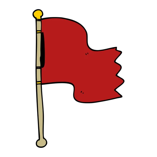 Dibujos Animados Garabato Bandera Roja — Vector de stock