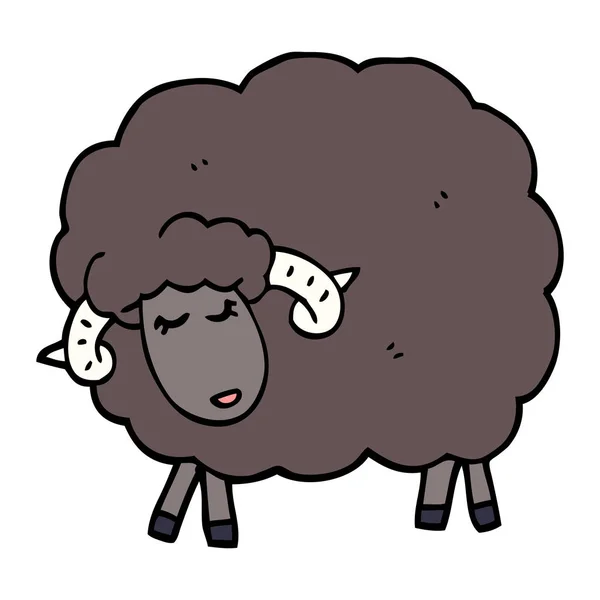 Cartoon Doodle Zwarte Schaap — Stockvector