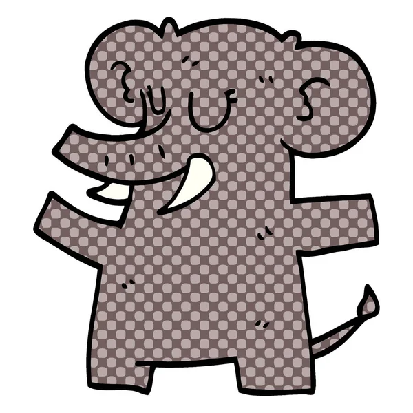 Мультяшный Каракули Стоящий Слон — стоковый вектор
