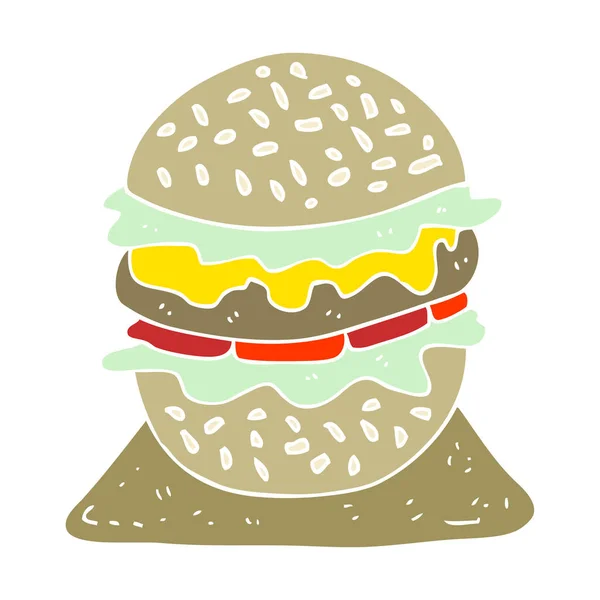 Egale Kleur Illustratie Van Smakelijke Hamburger — Stockvector