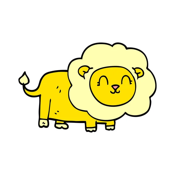Leão feliz doodle desenhos animados — Vetor de Stock