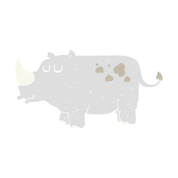 Flat Color Illustration Rhino — Stock Vector