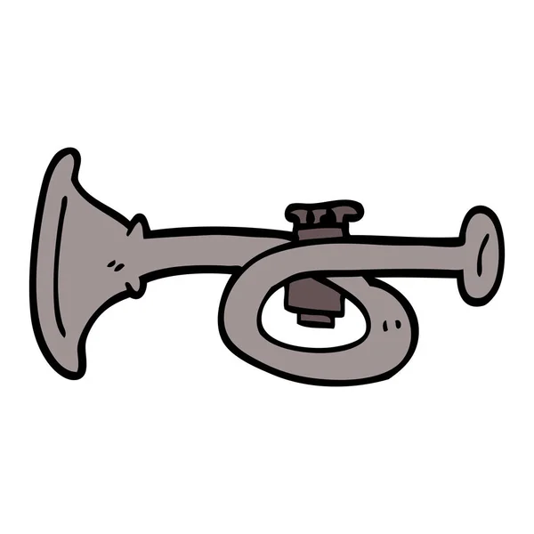 Çizgi Film Doodle Metal Trompet — Stok Vektör