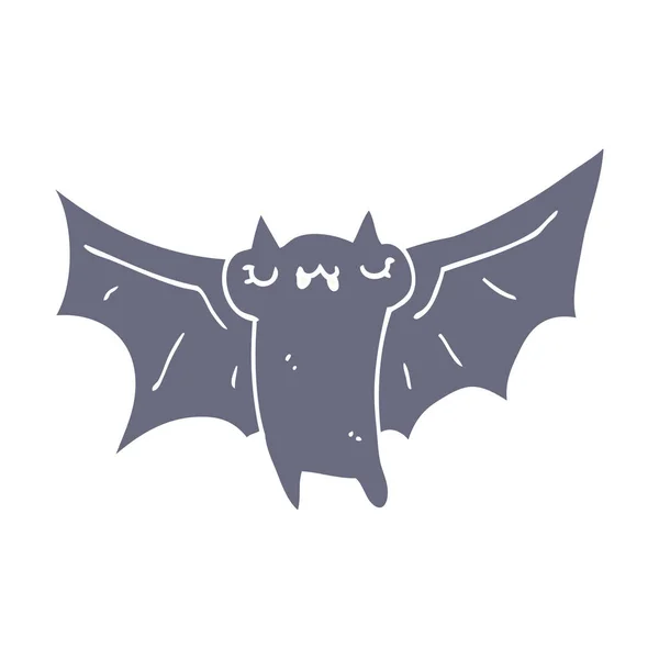 Lindo Color Plano Estilo Dibujos Animados Halloween Bat — Archivo Imágenes Vectoriales