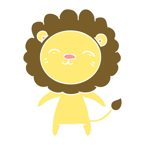 Flat Color Style Cartoon Lion — Stock Vector