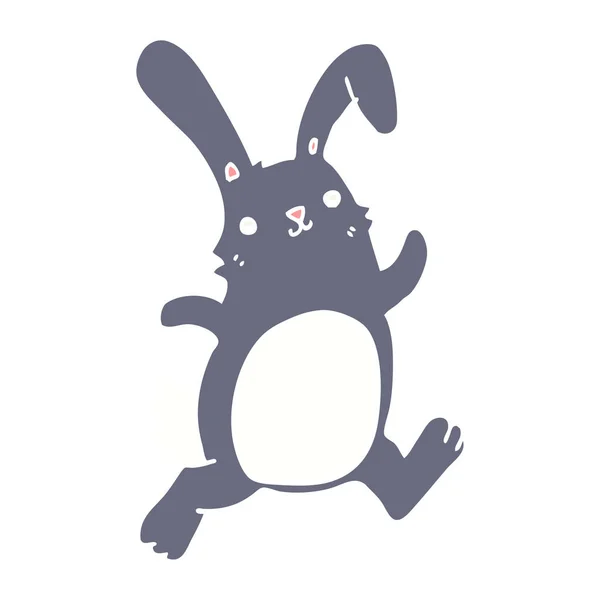 Color Plano Estilo Dibujos Animados Conejo Corriendo — Vector de stock