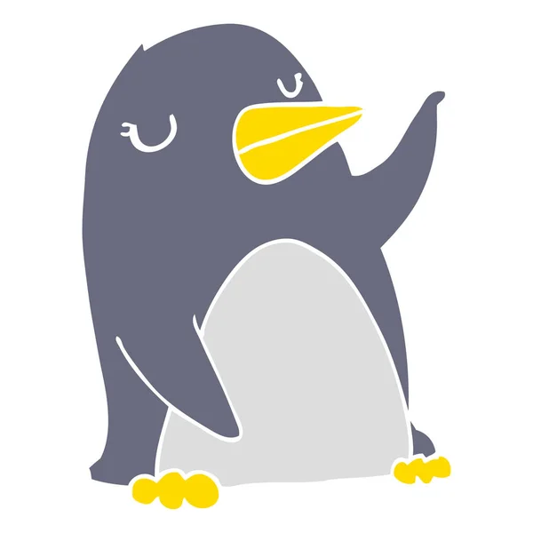 Flat Color Style Cartoon Penguin — Stock Vector