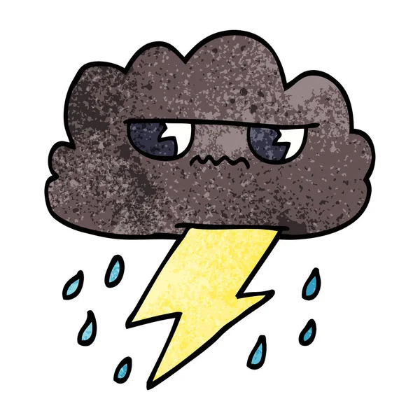 Cartoon Doodle Thunder Weather Cloud — Stock Vector