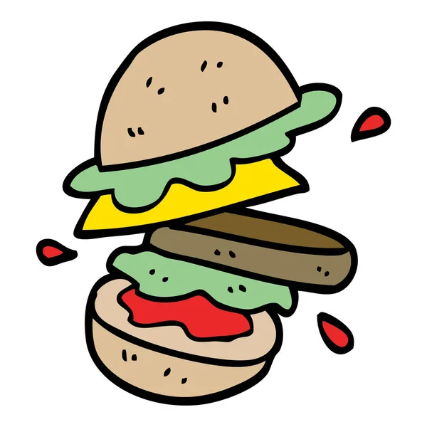 Ilustracja Kreskówka Doodle Burger — Wektor stockowy