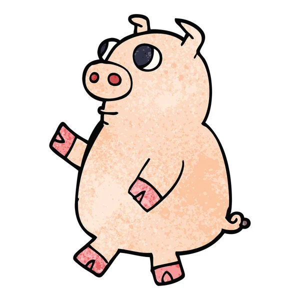 Cartoon Doodle Funny Pig — Stock Vector