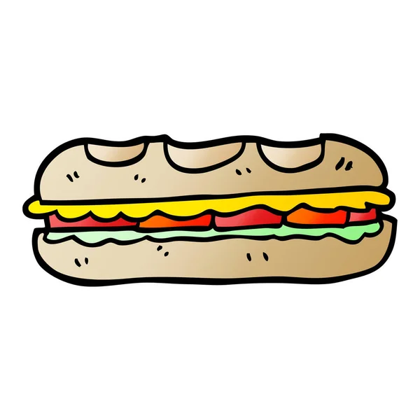 Vettore Gradiente Illustrazione Cartone Animato Gustoso Sandwich — Vettoriale Stock