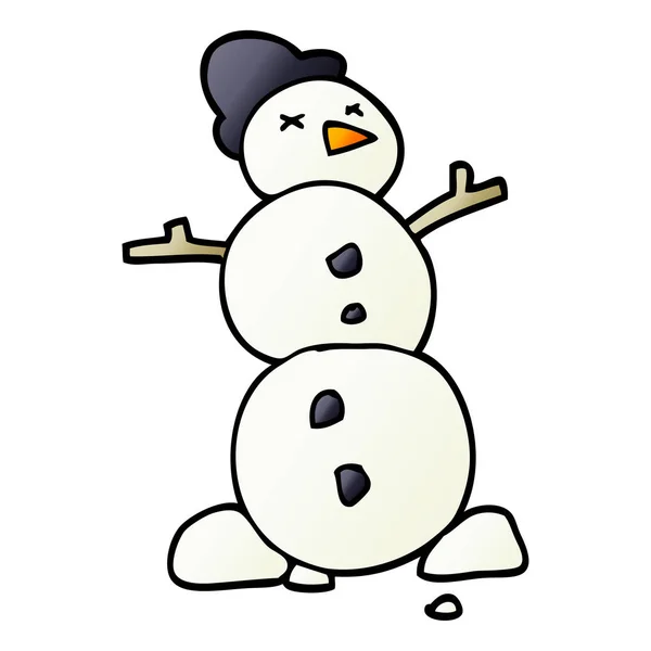 Cartone Animato Doodle Pupazzo Neve Tradizionale — Vettoriale Stock