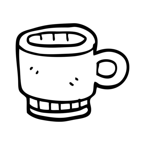 Line Drawing Cartoon Coffee Mug — Stock Vector