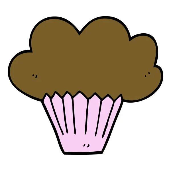 Desenho Animado Doodle Cupcake Ilustração — Vetor de Stock