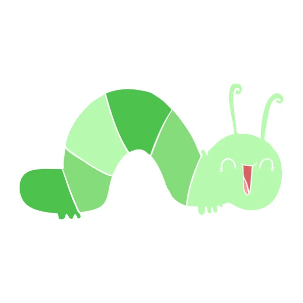 Egale Kleur Stijl Cartoon Gelukkig Caterpillar — Stockvector