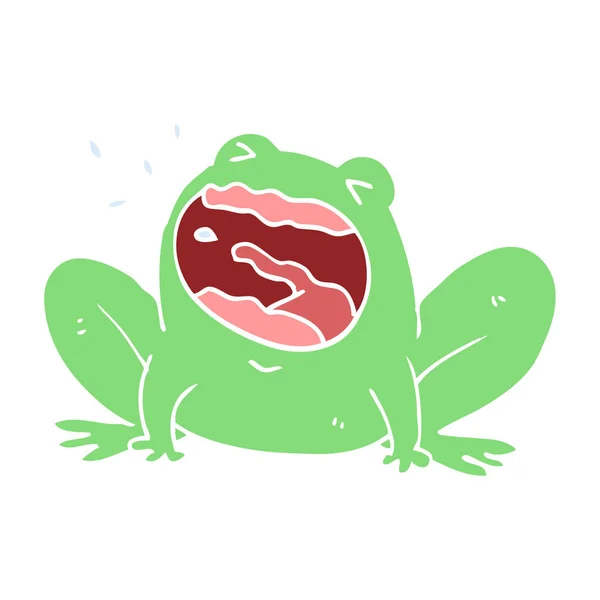 Flat Color Style Cartoon Frog Shouting — Stock Vector