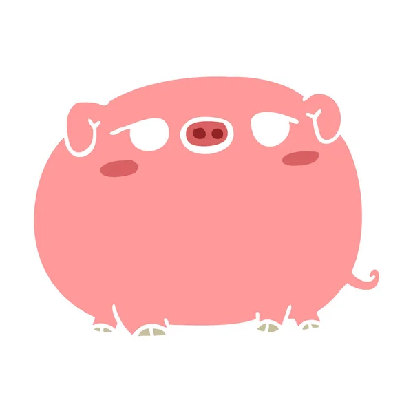 Niedliche Flache Farbe Stil Cartoon Schwein — Stockvektor