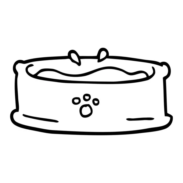 Lijntekening Cartoon Huisdier Bowl — Stockvector