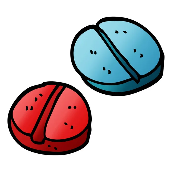Cartoon Doodle Tabletten Geneeskunde Thema — Stockvector