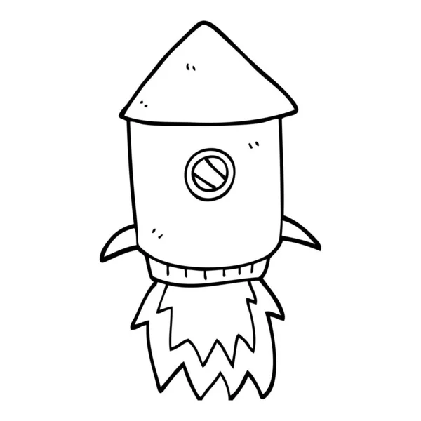 Línea Dibujo Dibujos Animados Cohete Espacial — Archivo Imágenes Vectoriales