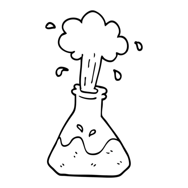 Dibujo Línea Experimento Científico Dibujos Animados — Vector de stock
