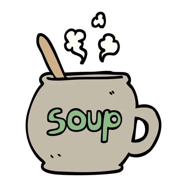 Handgezeichnete Doodle Stil Cartoon Tasse Suppe — Stockvektor