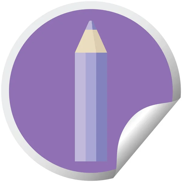 Purple Coloring Pencil Graphic Vector Illustration Circular Sticker — Stock Vector