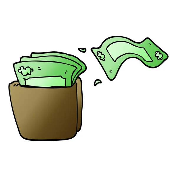 Cartoon Doodle Peněženka Plná Peněz — Stockový vektor