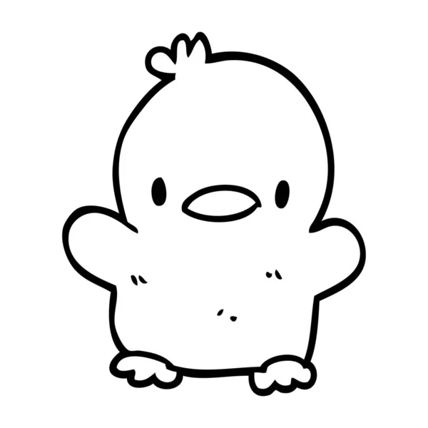 Cute Line Drawing Cartoon Chick — Stock Vector