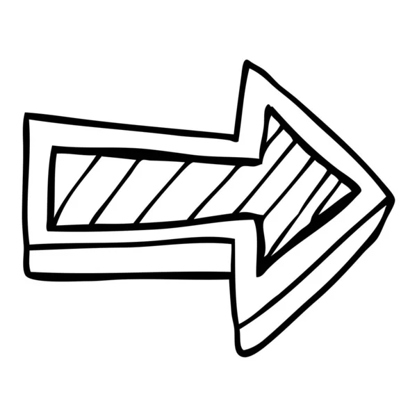 Línea Dibujo Dibujos Animados Dirección Flecha — Vector de stock