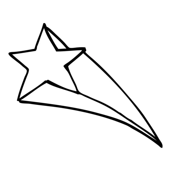 Line Drawing Cartoon Shooting Star — Stock Vector