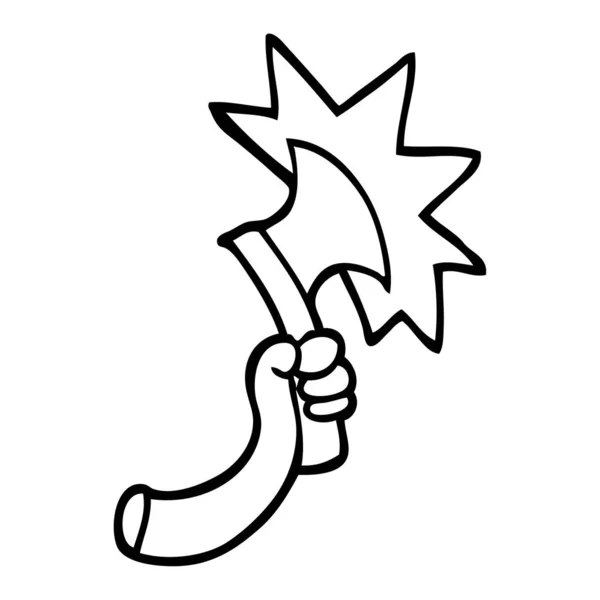 斧で腕を黒と白の漫画 — ストックベクタ