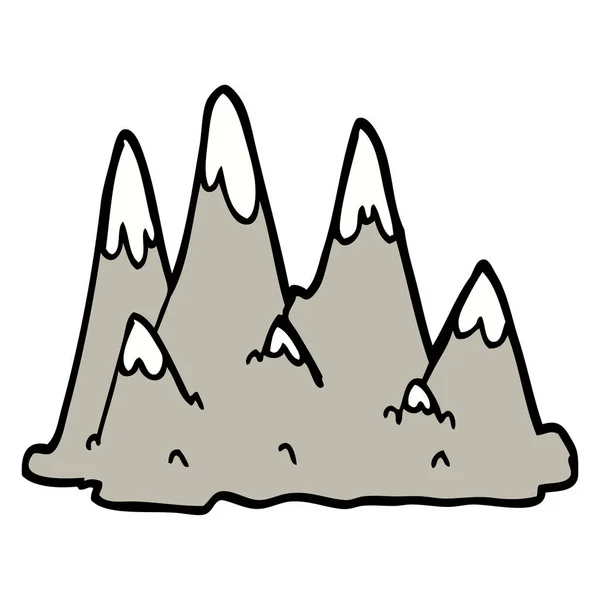 Dessin Main Doodle Style Montagnes Dessins Animés — Image vectorielle