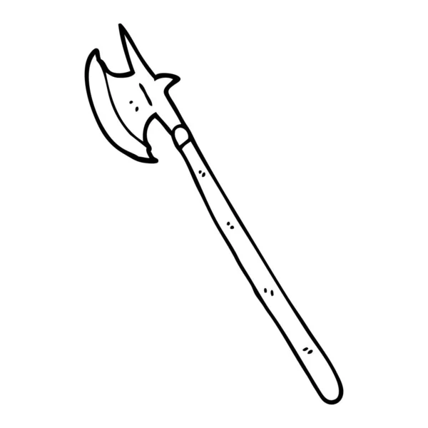 Line Drawing Cartoon Medieval Weapon — Stock Vector