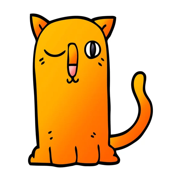 Dibujos Animados Garabato Divertido Gato — Vector de stock