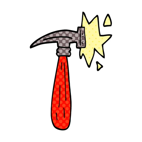 Cartoon Doodle Hammer Banging — Stock Vector