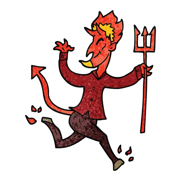 Cartoon Doodle Devil Med Högaffel — Stock vektor