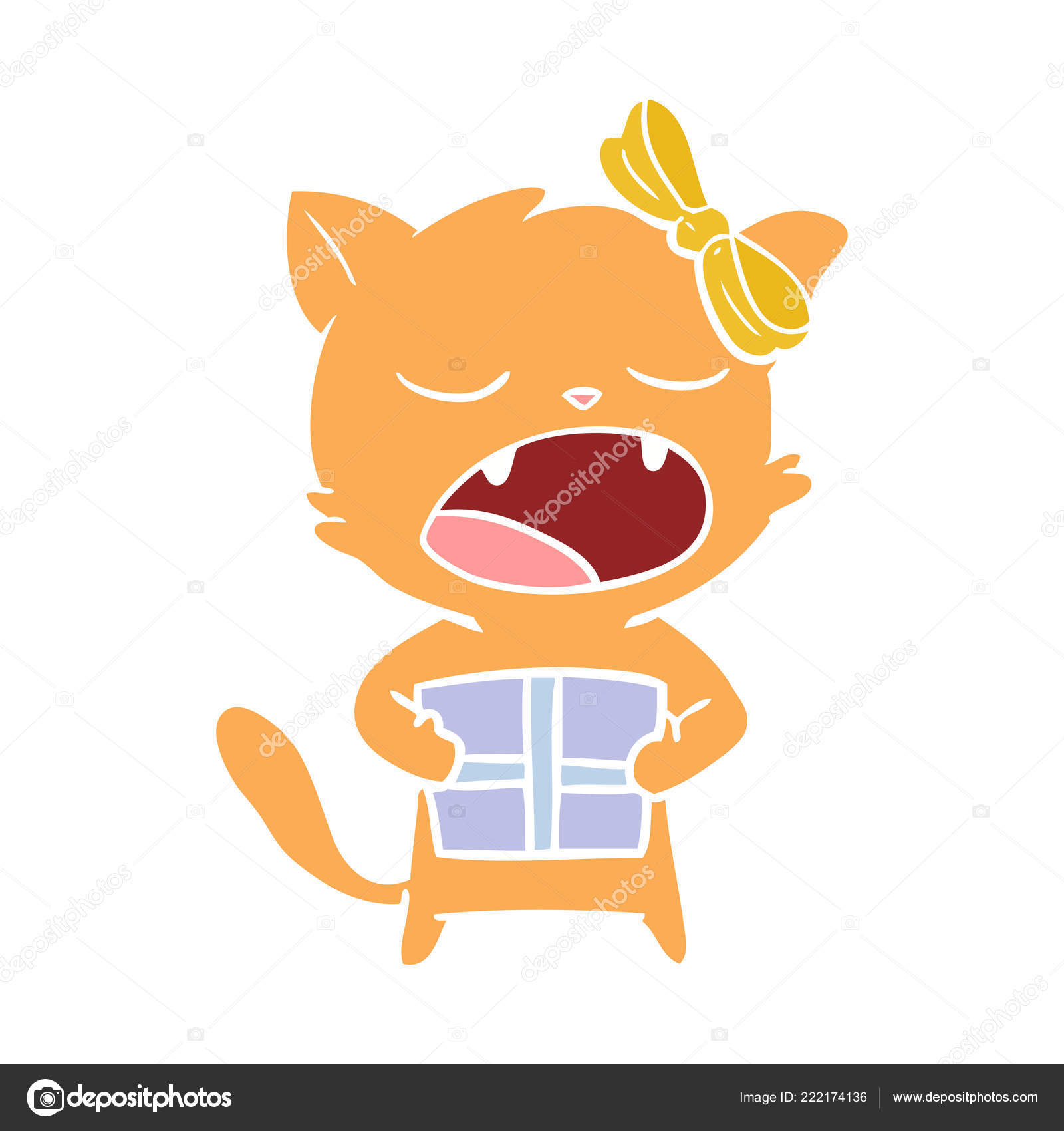 Plat Couleur Style Dessin Anime Chat Avec Cadeau Noel Image Vectorielle Lineartestpilot C Plat Couleur Style Dessin Anime Chat Avec Cadeau Noel Image Vectorielle Lineartestpilot C