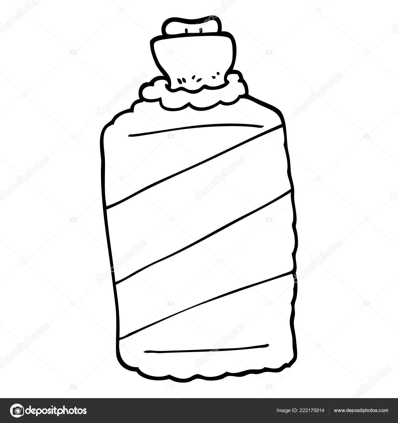 Bouteille Eau Chaude Dessin Animé Noir Blanc Image