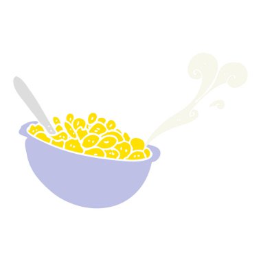 kase mısır gevreği düz renkli çizimi