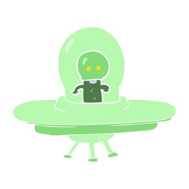 uzaylı uçan daire içinde düz renkli çizimi